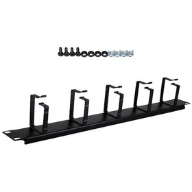 Resim 1U 19" Yatay Organizer 5 Kancalı Metal Kabinet Kablo Toplayıcı 