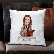 Resim En Başarılı Kadın Psikiyatrist Karikatürlü Yastık 