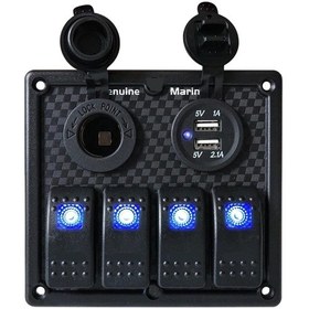 Resim Karavan Otomobil Tekne Çift Usb Araç Şarj Söketi Çakmaklık 4 Adet Aç Kapat Anahtarlı 12-24v 