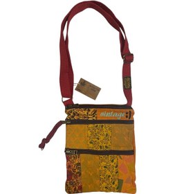 Resim Vintage Renkli Etnik Salaş Küçük Boy Plaj Günlük Kadın Kol Omuz Çantası 24cm X 29cm Kırmızı - Sarı 