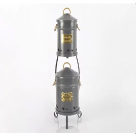 Resim Metal Standlı 2 Katlı Patates Soğan Saklama Kovası Antrasit 