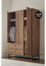Resim Enza Home Kalinsta 3 Kapaklı Gardırop - Ceviz 