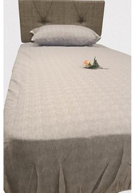 Resim Çarşaf Fitted Tek Kişilik Yavruağzı Krem Keten Pamuk Kumaş Yastık Kılıf El Yapım 