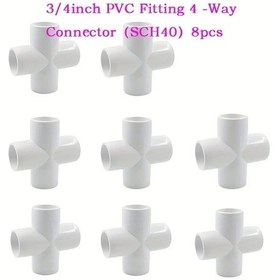 Resim Willowhaven 3/4" 8 Parça Pvc Dört Yönlü Köşe Bağlantı Fittings Bahçe Sera Raf Dıy 