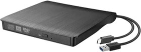 Resim Coverzone Harici USB 3.0 DVD-ROM DVD-RW Optik Sürücü, USB ve Type C Kablolu, PC, Tablet, DVD Player, Çizgili Metal Tasarım Ultra Slim CD ROM Okuyucu FT84-X 