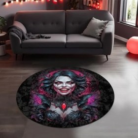 Resim Blacke Kadife Oyuncu Odası Halısı Kaymaz Pamuk Tabanlı Yıkanabilir Antibakteriyel Yuvarlak Gamer, Gaming Halısı 140X140 