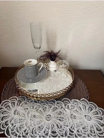 Resim ZESA HOME 6 Lı Kahve Yanı Şık Sunum Güpür Tül Peçeteler 