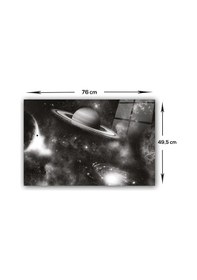 Resim Decorita Cam Ocak Arkası Koruyucu Galaksi Desen Siyah - Beyaz Fon 49.5 x 76 CM 