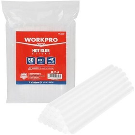 Resim Workpro Wp432002 11x200mm Sıcak Silikon Tabancası İçin 50 Adet Şeffaf Yedek Silikon/mum 