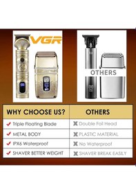 Resim VGR T Bıçak Saç Kesme Makinesi + Folyo Tıraş Makinesi Altın 