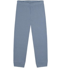 Resim Antebies Organik Mavi Waffle Cuddle Weather Nakışlı Beli Lastikli Uzun Kollu Erkek Çocuk Pijama Takımı 