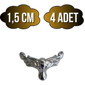 Resim Anka 1.5cm Metal Ayak Çeyiz Ve Hediye Kutusu Mobilya Ayağı 1.5cm Gümüş 4 Adet Gümüş 