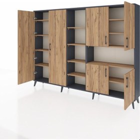 Resim Arges Dolap 13 Raflı 6 Kapaklı 220x30x163 Antrasit-çam Atlas Çam - Antrasit 