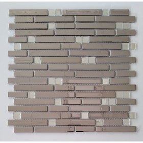 Resim MozaiKristaL Mutfak Tezgah Arası 15x48x73x98x4 Mm Gümüş Krom Kristal Mozaik ( 1 Koli = 1 M2 Fiyatıdır ) 