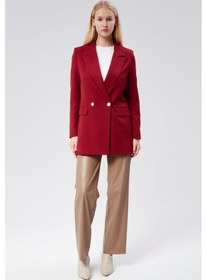 Resim Bordo Oversize Dokuma Blazer Ceket Siyah 