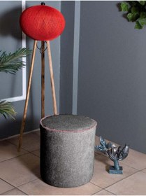 Resim Gazzini Furniture Venice Antrasit Teddy Puf- Yuvarlak Makyaj Masası Pufu 