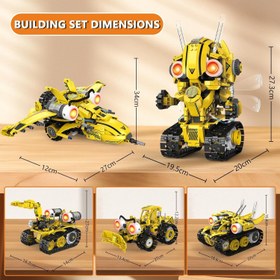 Resim 5'i 1 Arada Teknik Robot Yapı Kiti, App ve Uzaktan Kumandalı, 8-12 Yaş İçin STEM Oyuncağı 