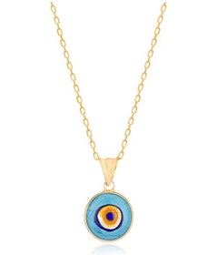 Resim Altın Kaplama Oval Nazar Boncuğu Gümüş Kolye Gold - Rose Gold - Gümüş 