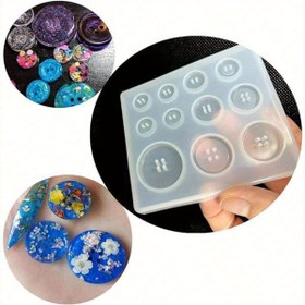 Resim 1 adet Beyaz Silikon Düğme Kalıbı Epoksi Reçine El Sanatları için - DIY Takı Yapımı & Dekoratif Düğmeler Çok Yönlü Tasarımlarla, Dayanıklı Malzeme, El Sanatları için Düğmeler 