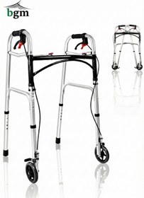 Resim BGM Frenli Tekerlekli Yürüteç Walker Hasta Yürüteci Yüksek Kalite Frenli Katlanır Walker 