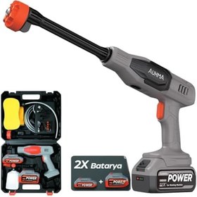 Resim NPO AUHMA ACR07 Reel 203PSI Çift Akülü Yeni Nesil Motor 12 Parça Profesyonel Oto Yıkama Tabancası (Gri/Siyah/Turuncu) 
