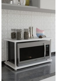 Resim Çevir Kur Mutfak Tezgah Üstü Mikrodalga Rafı Beyaz Demir Organizer Stand Baharatlık Raf Sistemleri Beyaz 