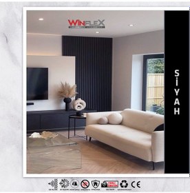 Resim Winpanel Dekoratif Ahşap Duvar Paneli Siyah Renk 50x240cm . 
