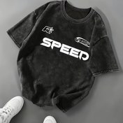Resim Kadınların Rahat Yaka T-Shirt'i, Kısa Kollu, Harf Baskılı, Düz Renk, Polyester, Yaz Üstü, Rahat Kesim, Kumaş, 180g/m², Bayan T-Shirt'leri 