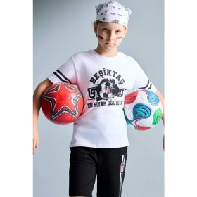 Resim DeFacto Beşiktaş New Regular Fit Bisiklet Yaka Kısa Kollu Beyaz Tişört Erkek Çocuk H8321A826HS 