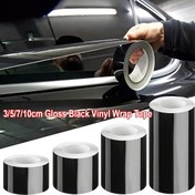 Resim 3/5/7/10cm * 500cm Parlak Siyah Vinil Kaplama Bandı, Kendinden Yapışkanlı Evrensel Krom Detay Sticker, Araba İçi Pencere Süsleme Filmi Bandı, Kapak, Tavan 