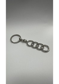 Resim Audi Uyumlu Halka Metal Anahtarlık Araba Anahtarlığı Gümüş 