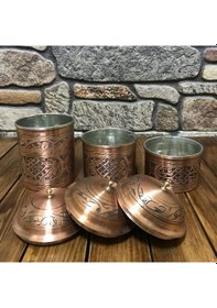 Resim İşlemeli Bakır Baharat Seti Bakır 