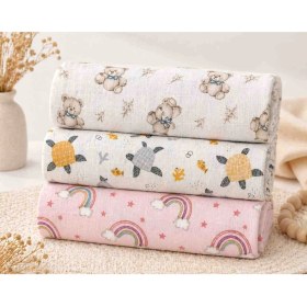 Resim Childmechild Çok Amaçlı Müslin Örtü & Battaniye 3'lü Set %100 Pamuk 80X90 cm 
