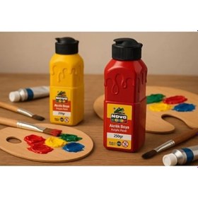 Resim Nova Color Beyaz Akrilik Boya 250 Gr 1 Adet Su Bazlı Akrilik Boyası Hobi Sanatsal Boy Tuval Ahşap Metal 