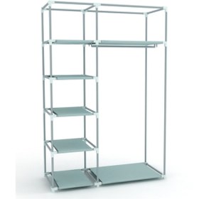 Resim KalyonHome Tek Yandan Çok Raflı Çelik Profilli Bez Dolap Kumaş Gardırop 