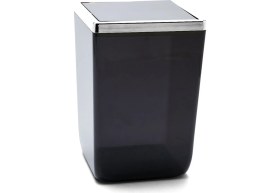 Resim Şeffaf Siyah ve Krom Banyo Mutfak Çöp Kovası 6 Lt 