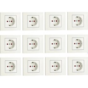 Resim Ovivo Grano Beyaz Çk Topraklı Priz Çerçeveli 12 Adet 