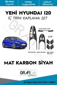 Resim Yeni Hyundai I20 Iç Trim Folyo Kaplama Set/fırçalı Siyah/ayna Katlama Butonsuz/jump-style 