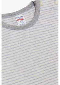Resim Breeze Erkek Bebek Uzun Kollu T-shirt Patlı Çizgili 9 Ay - 3 Yaş Açık Gri Melanj 