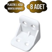 Resim L Bağlantı Plastiği Dolap Köşe Bağlantı Montaj Plastiği Beyaz 20x20x30mm 8 Adet Beyaz 