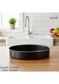 Resim 28 Cm Granit Yuvarlak Fırın Tepsisi - Siyah Siyah 