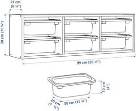 Resim Çocuk duvar rafı, beyaz, 99x21x30 cm 