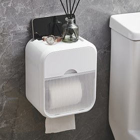 Resim Duvar Monte Doku Dispenserı ile Depolama Rafı, Su Geçirmez Plastik Dikdörtgen Banyo Tuvalet Kağıt Tutucu - Beyaz, Cadılar Bayramı, Noel Dekorasyonları 