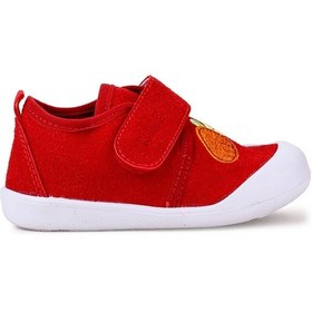 Resim Kiko Kids Strawberry Cırtlı Kız Bebek İlk Adım Panduf Ayakkabı Kırmızı 