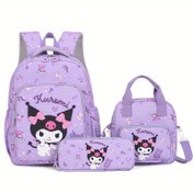 Resim Sanrio Resmi Siyah Ayı Sırt Çantası Seti - 3 Parça Sevimli Karikatür Tasarım, Hafif Ayarlanabilir Askılıklar, Büyük Kapasiteli Günlük Çanta ile Yemek Kutusu ve Kalemlik, Oxford Malzeme, Dış Mekanlar için Mükemmel, Seyahat Sırt Çantası 