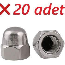 Resim Paslanmaz Krom Kör Somun. M6. 20 Adet. 6mm 