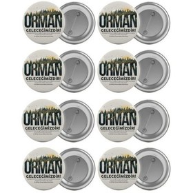 Resim Orman Haftası Çanta Rozeti Seti 8 Adet En Büyük Boy 5.8Cm Iğneli 