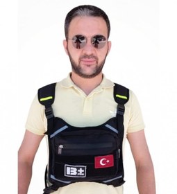 Resim Motorcu Göğüs Çantası Reflektörlü Su Geçirmez Kan Grubu B+ 
