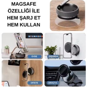 Resim Wearfit Pro Her Alana Uyumlu 360 Derece Dönebilen Çok Açılı Magsafe Özellikli Güçlü Telefon Tutucu 