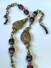 Resim Etnik Figürlü Antik Gold Gözlük Zinciri Kristal Taşlı -thınblack Antik Altın 